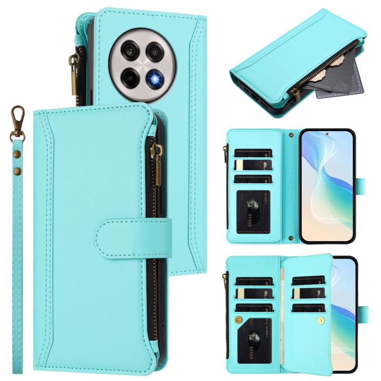 Magnetic Closure 9 Card Slots Zipper Leather Case with Hand Strap, For OnePlus Ace 5 Racing, For OnePlus 13T 5G, For OnePlus 13R / Ace 5 Pro 5G, For OnePlus 13