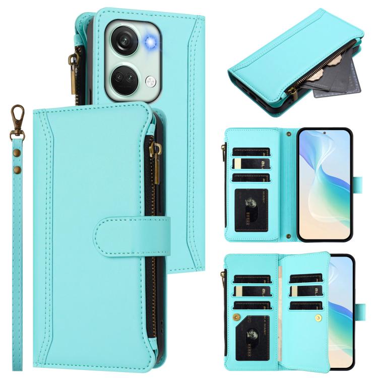 Magnetic Closure 9 Card Slots Zipper Leather Case with Hand Strap, For OnePlus Nord CE3 5G India, For OnePlus Nord CE 3 Lite 5G, For OnePlus Nord 3 / Ace 2V, For OnePlus 11R 5G Global