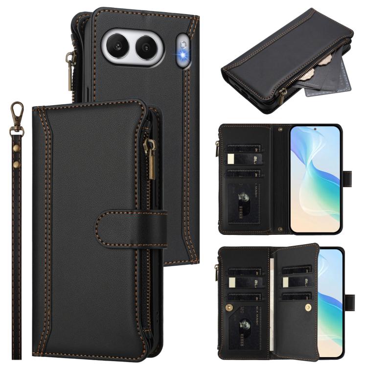 Magnetic Closure 9 Card Slots Zipper Leather Case with Hand Strap, For OnePlus Nord 4 5G Global, For OnePlus Nord CE4 Lite 5G Global, For OnePlus Nord CE 2 Lite 5G, For OnePlus Nord CE4 5G