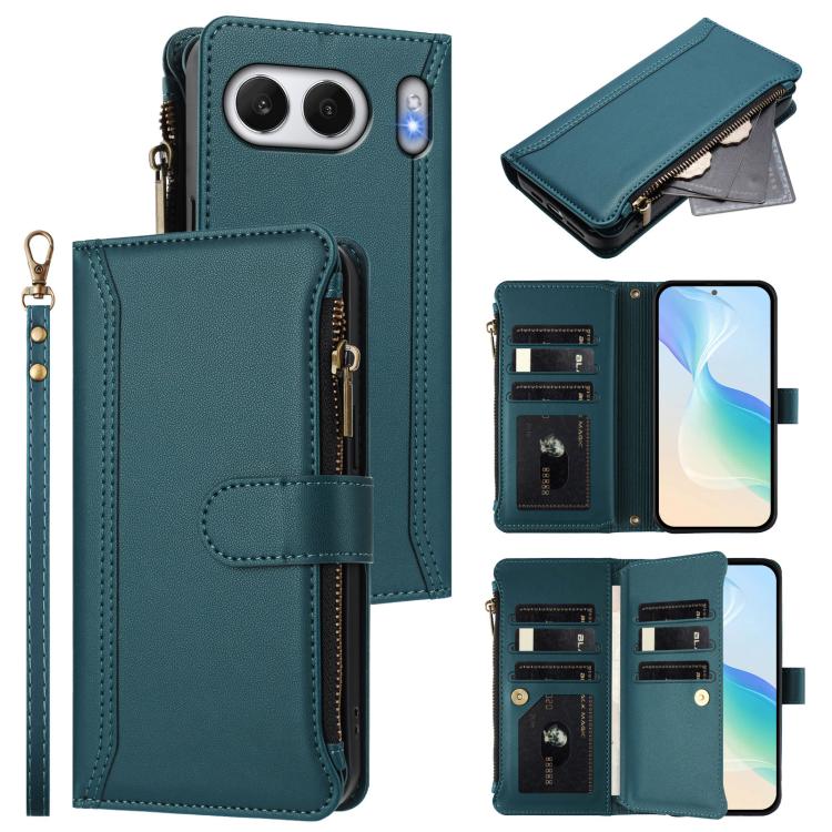 Magnetic Closure 9 Card Slots Zipper Leather Case with Hand Strap, For OnePlus Nord 4 5G Global, For OnePlus Nord CE4 Lite 5G Global, For OnePlus Nord CE 2 Lite 5G, For OnePlus Nord CE4 5G