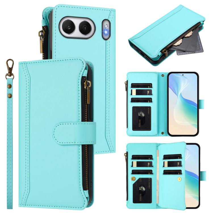 Magnetic Closure 9 Card Slots Zipper Leather Case with Hand Strap, For OnePlus Nord 4 5G Global, For OnePlus Nord CE4 Lite 5G Global, For OnePlus Nord CE 2 Lite 5G, For OnePlus Nord CE4 5G
