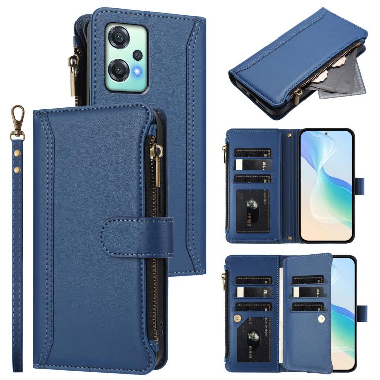 Magnetic Closure 9 Card Slots Zipper Leather Case with Hand Strap, For OnePlus Nord 4 5G Global, For OnePlus Nord CE4 Lite 5G Global, For OnePlus Nord CE 2 Lite 5G, For OnePlus Nord CE4 5G