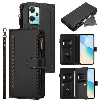 Magnetic Closure 9 Card Slots Zipper Leather Case with Hand Strap, For OnePlus Nord 4 5G Global, For OnePlus Nord CE4 Lite 5G Global, For OnePlus Nord CE 2 Lite 5G, For OnePlus Nord CE4 5G