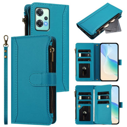Magnetic Closure 9 Card Slots Zipper Leather Case with Hand Strap, For OnePlus Nord 4 5G Global, For OnePlus Nord CE4 Lite 5G Global, For OnePlus Nord CE 2 Lite 5G, For OnePlus Nord CE4 5G
