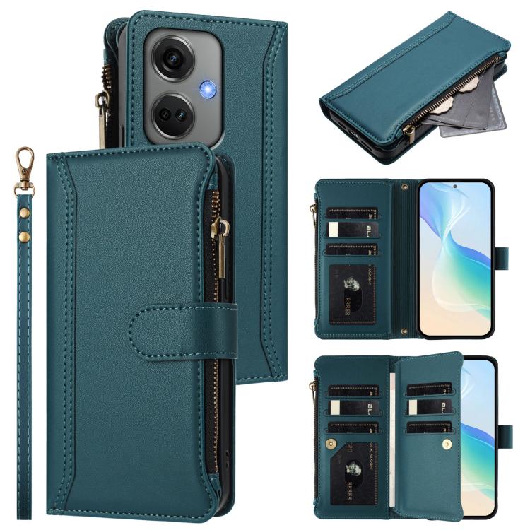 Magnetic Closure 9 Card Slots Zipper Leather Case with Hand Strap, For OnePlus Nord CE3 5G India, For OnePlus Nord CE 3 Lite 5G, For OnePlus Nord 3 / Ace 2V, For OnePlus 11R 5G Global