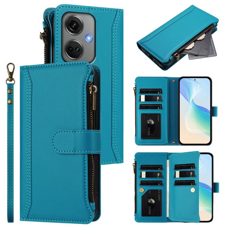 Magnetic Closure 9 Card Slots Zipper Leather Case with Hand Strap, For OnePlus Nord CE3 5G India, For OnePlus Nord CE 3 Lite 5G, For OnePlus Nord 3 / Ace 2V, For OnePlus 11R 5G Global