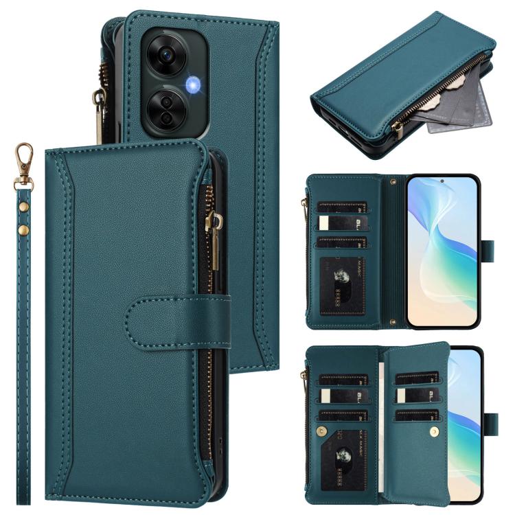 Magnetic Closure 9 Card Slots Zipper Leather Case with Hand Strap, For OnePlus Nord CE3 5G India, For OnePlus Nord CE 3 Lite 5G, For OnePlus Nord 3 / Ace 2V, For OnePlus 11R 5G Global