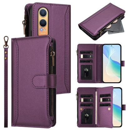 Magnetic Closure 9 Card Slots Zipper Leather Case with Hand Strap, For OnePlus Nord 4 5G Global, For OnePlus Nord CE4 Lite 5G Global, For OnePlus Nord CE 2 Lite 5G, For OnePlus Nord CE4 5G