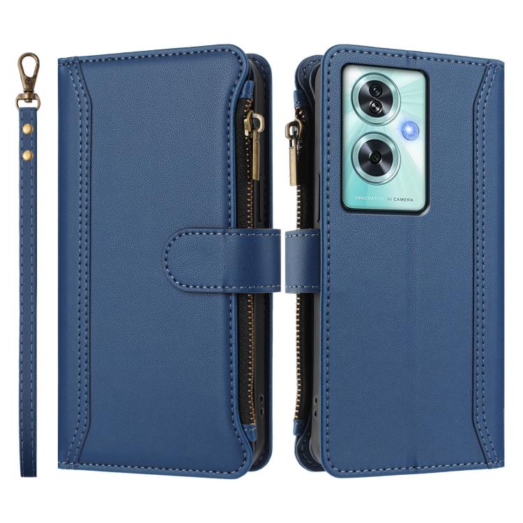 Magnetic Closure 9 Card Slots Zipper Leather Case with Hand Strap, For OnePlus Nord N30 SE 5G, For OnePlus 12R 5G Global, For OnePlus 12 5G Global, For OnePlus Ace 2 Pro 5G