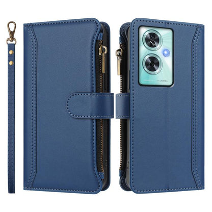 Magnetic Closure 9 Card Slots Zipper Leather Case with Hand Strap, For OnePlus Nord N30 SE 5G, For OnePlus 12R 5G Global, For OnePlus 12 5G Global, For OnePlus Ace 2 Pro 5G
