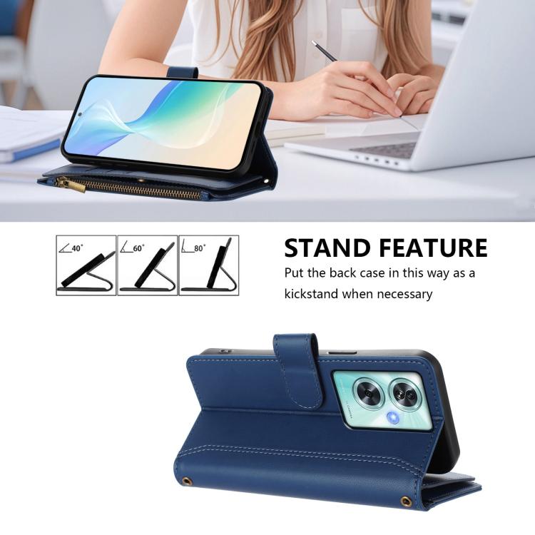 Magnetic Closure 9 Card Slots Zipper Leather Case with Hand Strap, For OnePlus Nord N30 SE 5G, For OnePlus 12R 5G Global, For OnePlus 12 5G Global, For OnePlus Ace 2 Pro 5G