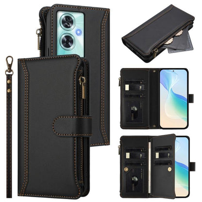 Magnetic Closure 9 Card Slots Zipper Leather Case with Hand Strap, For OnePlus Nord N30 SE 5G, For OnePlus 12R 5G Global, For OnePlus 12 5G Global, For OnePlus Ace 2 Pro 5G