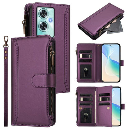 Magnetic Closure 9 Card Slots Zipper Leather Case with Hand Strap, For OnePlus Nord N30 SE 5G, For OnePlus 12R 5G Global, For OnePlus 12 5G Global, For OnePlus Ace 2 Pro 5G