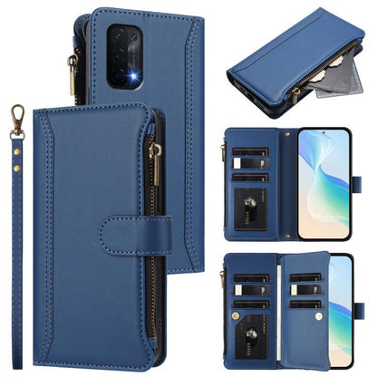 Magnetic Closure 9 Card Slots Zipper Leather Case with Hand Strap, For OnePlus 10R / Ace, For OnePlus Nord CE 2 5G, For OnePlus 10 Pro 5G, For OnePlus Nord N200 5G