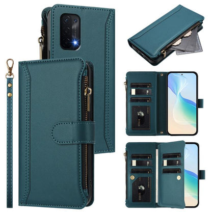 Magnetic Closure 9 Card Slots Zipper Leather Case with Hand Strap, For OnePlus 10R / Ace, For OnePlus Nord CE 2 5G, For OnePlus 10 Pro 5G, For OnePlus Nord N200 5G