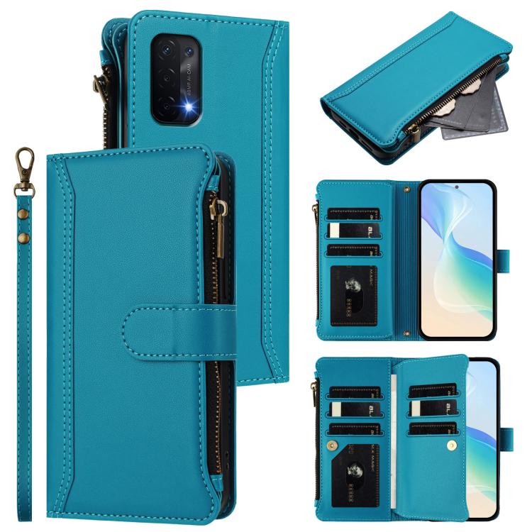 Magnetic Closure 9 Card Slots Zipper Leather Case with Hand Strap, For OnePlus 10R / Ace, For OnePlus Nord CE 2 5G, For OnePlus 10 Pro 5G, For OnePlus Nord N200 5G