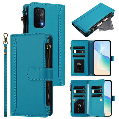 Magnetic Closure 9 Card Slots Zipper Leather Case with Hand Strap, For OnePlus 10R / Ace, For OnePlus Nord CE 2 5G, For OnePlus 10 Pro 5G, For OnePlus Nord N200 5G