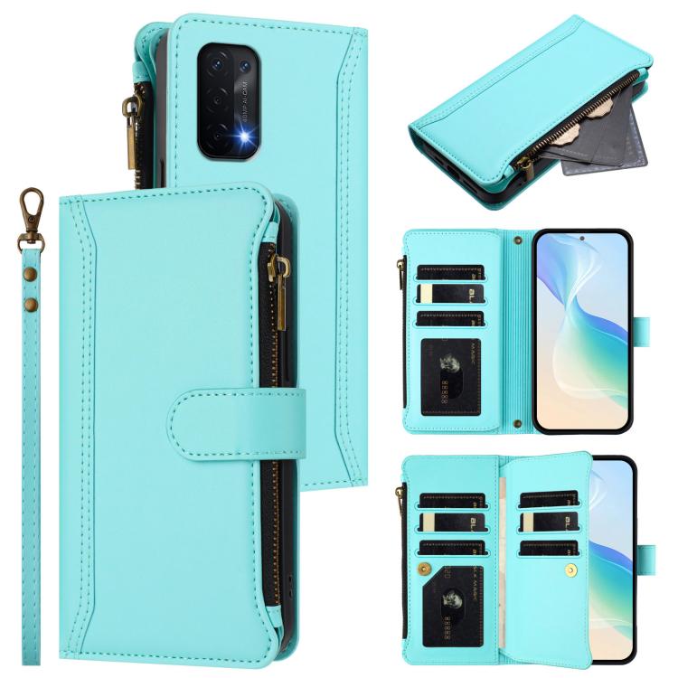 Magnetic Closure 9 Card Slots Zipper Leather Case with Hand Strap, For OnePlus 10R / Ace, For OnePlus Nord CE 2 5G, For OnePlus 10 Pro 5G, For OnePlus Nord N200 5G