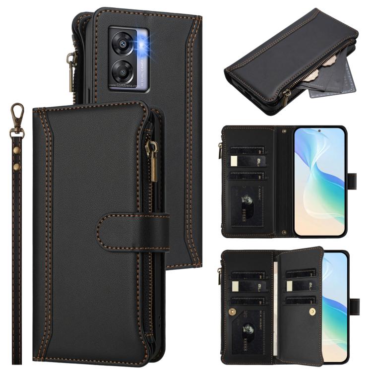 Magnetic Closure 9 Card Slots Zipper Leather Case with Hand Strap, For OnePlus 11, For OnePlus Nord N300, For OnePlus 10T 5G Global, For OnePlus Nord 2T