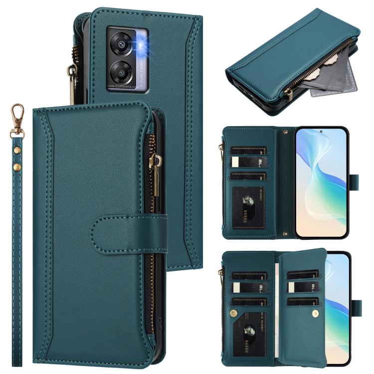 Magnetic Closure 9 Card Slots Zipper Leather Case with Hand Strap, For OnePlus 11, For OnePlus Nord N300, For OnePlus 10T 5G Global, For OnePlus Nord 2T