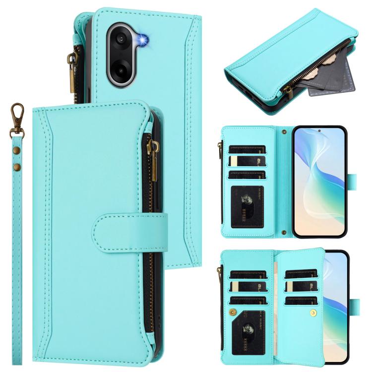 Magnetic Closure 9 Card Slots Zipper Leather Case with Hand Strap, For OnePlus Ace 5 Racing, For OnePlus 13T 5G, For OnePlus 13R / Ace 5 Pro 5G, For OnePlus 13