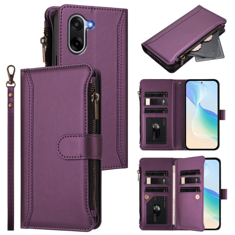 Magnetic Closure 9 Card Slots Zipper Leather Case with Hand Strap, For OnePlus Ace 5 Racing, For OnePlus 13T 5G, For OnePlus 13R / Ace 5 Pro 5G, For OnePlus 13