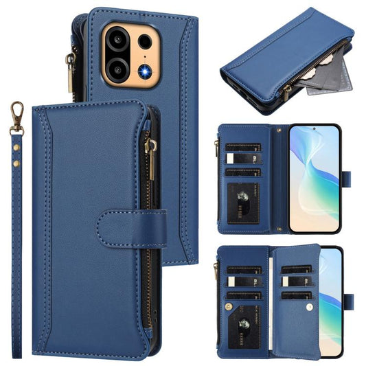 Magnetic Closure 9 Card Slots Zipper Leather Case with Hand Strap, For OnePlus Turbo 6X Pro 5G, For OnePlus Nord CE6 Lite, For OnePlus Turbo 6V / Turbo 6, For OnePlus Ace 5 Ultra