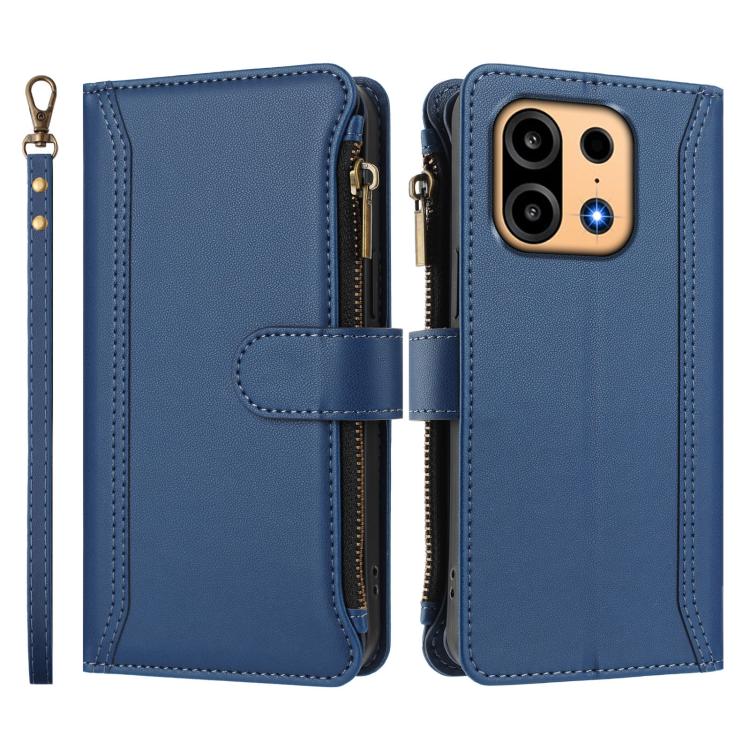 Magnetic Closure 9 Card Slots Zipper Leather Case with Hand Strap, For OnePlus Turbo 6X Pro 5G, For OnePlus Nord CE6 Lite, For OnePlus Turbo 6V / Turbo 6, For OnePlus Ace 5 Ultra