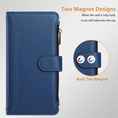 Magnetic Closure 9 Card Slots Zipper Leather Case with Hand Strap, For OnePlus Turbo 6X Pro 5G, For OnePlus Nord CE6 Lite, For OnePlus Turbo 6V / Turbo 6, For OnePlus Ace 5 Ultra