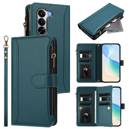 Magnetic Closure 9 Card Slots Zipper Leather Case with Hand Strap, For OnePlus Turbo 6X Pro 5G, For OnePlus Nord CE6 Lite, For OnePlus Turbo 6V / Turbo 6, For OnePlus Ace 5 Ultra