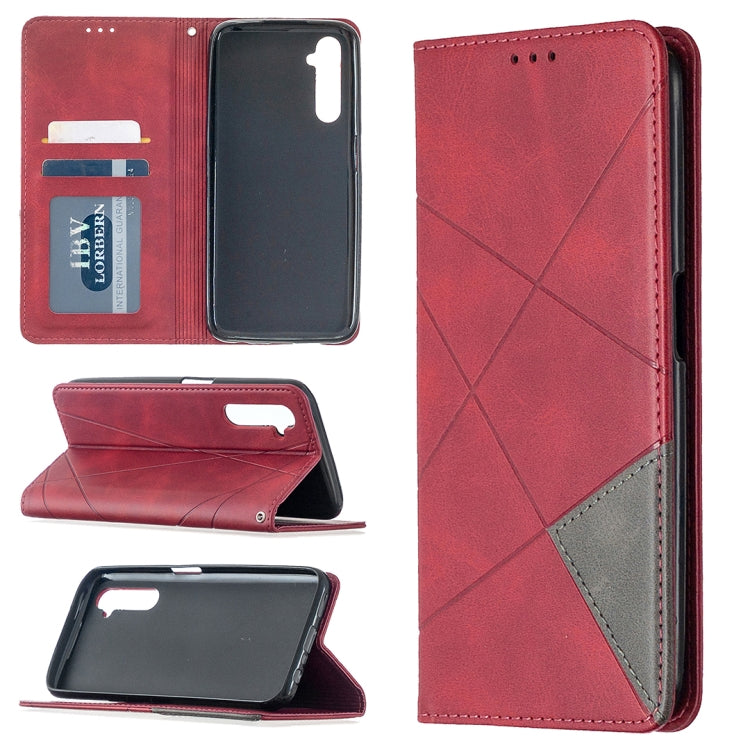 Rhombus Texture Horizontal Flip Magnetic Leather Case with Holder & Card Slots, For OPPO Realme C11, For OPPO Realme 6, For OPPO Realme 6 Pro, For OPPO Reno3 Pro