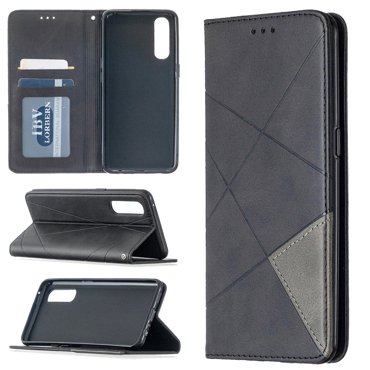 Rhombus Texture Horizontal Flip Magnetic Leather Case with Holder & Card Slots, For OPPO Realme C11, For OPPO Realme 6, For OPPO Realme 6 Pro, For OPPO Reno3 Pro
