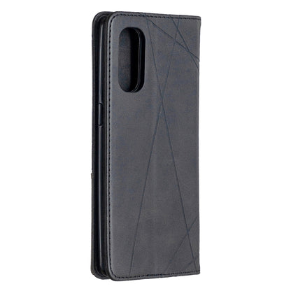 Rhombus Texture Horizontal Flip Magnetic Leather Case with Holder & Card Slots, For OPPO Reno4 Pro 5G