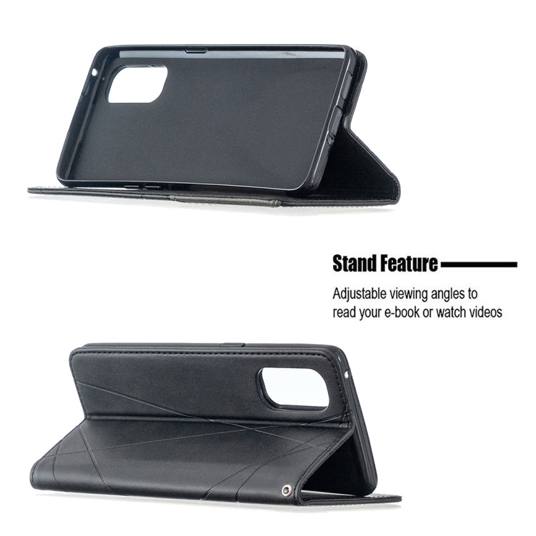 Rhombus Texture Horizontal Flip Magnetic Leather Case with Holder & Card Slots, For OPPO Reno4 Pro 5G