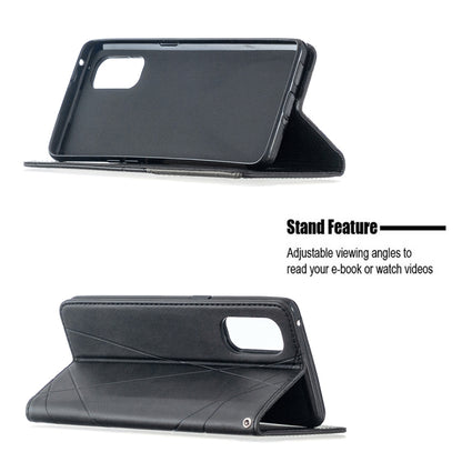 Rhombus Texture Horizontal Flip Magnetic Leather Case with Holder & Card Slots, For OPPO Reno4 Pro 5G