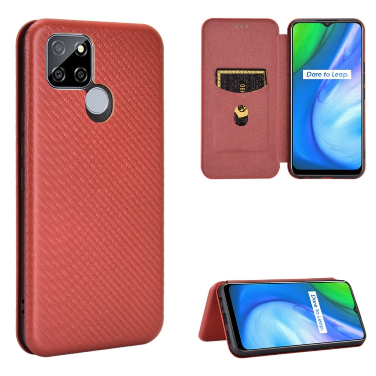 Carbon Fiber Texture Magnetic Horizontal Flip TPU + PC + PU Leather Case with Card Slot, For OPPO Realme V3, For Samsung Galaxy A42 5G, For Vivo Y20 / Y20i (Indian), For Xiaomi Poco X3 NFC