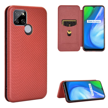Carbon Fiber Texture Magnetic Horizontal Flip TPU + PC + PU Leather Case with Card Slot, For OPPO Realme V3, For Samsung Galaxy A42 5G, For Vivo Y20 / Y20i (Indian), For Xiaomi Poco X3 NFC