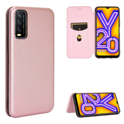 Carbon Fiber Texture Magnetic Horizontal Flip TPU + PC + PU Leather Case with Card Slot, For OPPO Realme V3, For Samsung Galaxy A42 5G, For Vivo Y20 / Y20i (Indian), For Xiaomi Poco X3 NFC