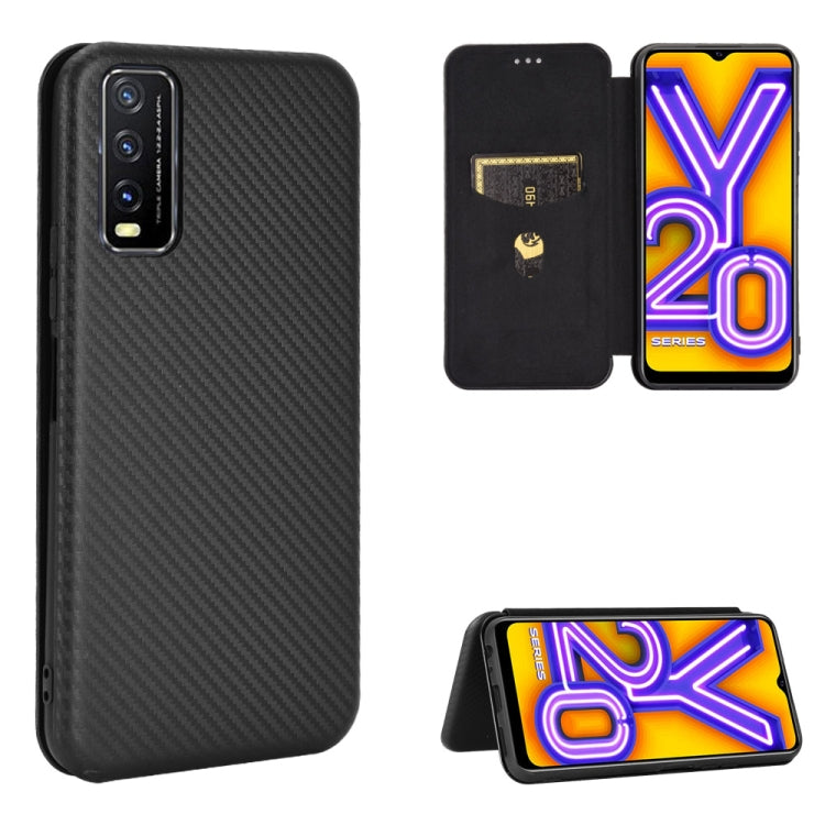 Carbon Fiber Texture Magnetic Horizontal Flip TPU + PC + PU Leather Case with Card Slot, For OPPO Realme V3, For Samsung Galaxy A42 5G, For Vivo Y20 / Y20i (Indian), For Xiaomi Poco X3 NFC