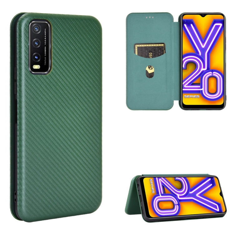 Carbon Fiber Texture Magnetic Horizontal Flip TPU + PC + PU Leather Case with Card Slot, For OPPO Realme V3, For Samsung Galaxy A42 5G, For Vivo Y20 / Y20i (Indian), For Xiaomi Poco X3 NFC
