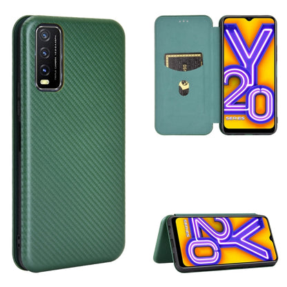 Carbon Fiber Texture Magnetic Horizontal Flip TPU + PC + PU Leather Case with Card Slot, For OPPO Realme V3, For Samsung Galaxy A42 5G, For Vivo Y20 / Y20i (Indian), For Xiaomi Poco X3 NFC
