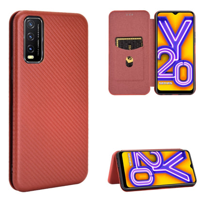 Carbon Fiber Texture Magnetic Horizontal Flip TPU + PC + PU Leather Case with Card Slot, For OPPO Realme V3, For Samsung Galaxy A42 5G, For Vivo Y20 / Y20i (Indian), For Xiaomi Poco X3 NFC