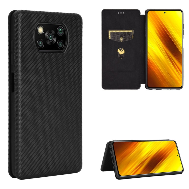 Carbon Fiber Texture Magnetic Horizontal Flip TPU + PC + PU Leather Case with Card Slot, For OPPO Realme V3, For Samsung Galaxy A42 5G, For Vivo Y20 / Y20i (Indian), For Xiaomi Poco X3 NFC