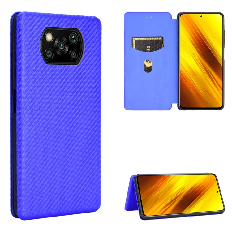 Carbon Fiber Texture Magnetic Horizontal Flip TPU + PC + PU Leather Case with Card Slot, For OPPO Realme V3, For Samsung Galaxy A42 5G, For Vivo Y20 / Y20i (Indian), For Xiaomi Poco X3 NFC