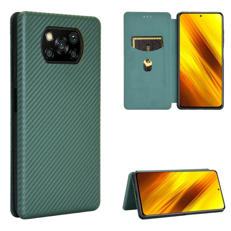 Carbon Fiber Texture Magnetic Horizontal Flip TPU + PC + PU Leather Case with Card Slot, For OPPO Realme V3, For Samsung Galaxy A42 5G, For Vivo Y20 / Y20i (Indian), For Xiaomi Poco X3 NFC