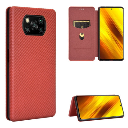 Carbon Fiber Texture Magnetic Horizontal Flip TPU + PC + PU Leather Case with Card Slot, For OPPO Realme V3, For Samsung Galaxy A42 5G, For Vivo Y20 / Y20i (Indian), For Xiaomi Poco X3 NFC