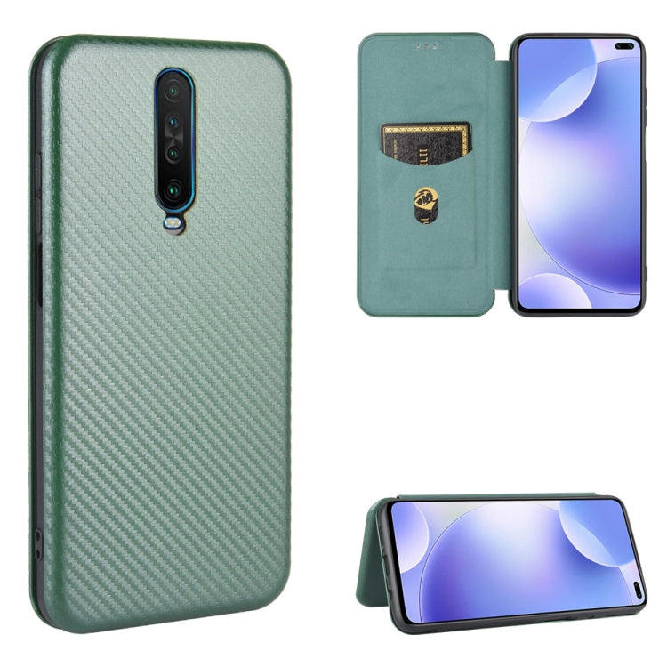 Carbon Fiber Texture Magnetic Horizontal Flip TPU + PC + PU Leather Case with Card Slot, For Xiaomi Redmi K30 Ultra