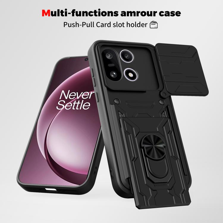 Sliding Camshield TPU+PC Phone Case with Card Slot, For OnePlus 15 5G, For OnePlus 13R 5G, For OnePlus 13 5G