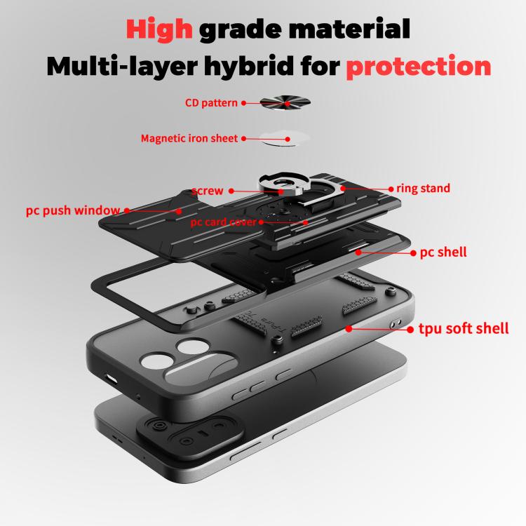 Sliding Camshield TPU+PC Phone Case with Card Slot, For OnePlus 15 5G, For OnePlus 13R 5G, For OnePlus 13 5G