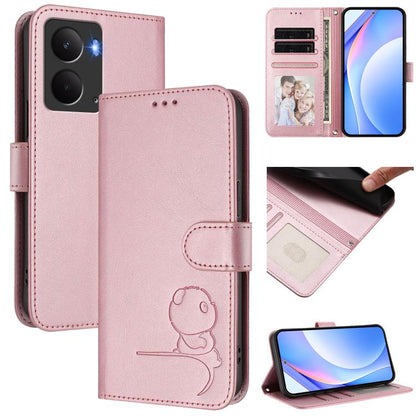 Litter Panda Embossing RFID Leather Phone Case with Lanyard, For Realme P3 Ultra, For Realme P3, For Realme P3 Pro, For Realme 14 Pro+